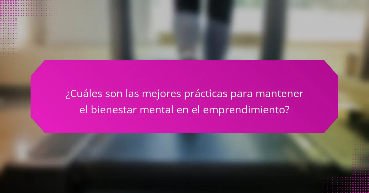 ¿Cuáles son las mejores prácticas para mantener el bienestar mental en el emprendimiento?