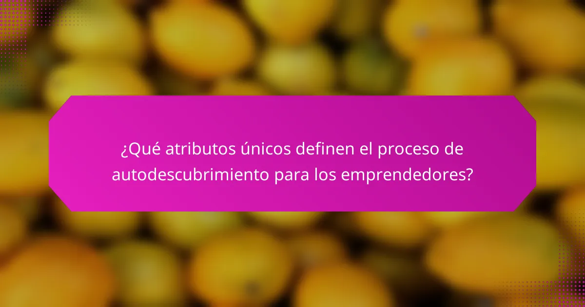 ¿Qué atributos únicos definen el proceso de autodescubrimiento para los emprendedores?