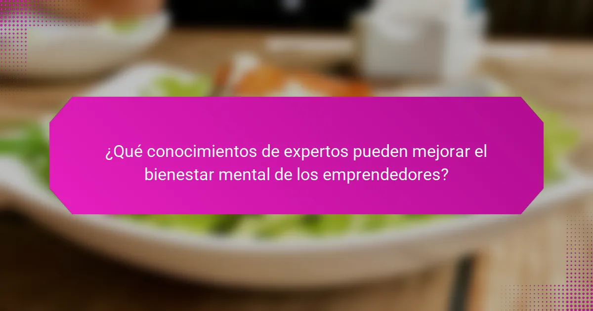¿Qué conocimientos de expertos pueden mejorar el bienestar mental de los emprendedores?