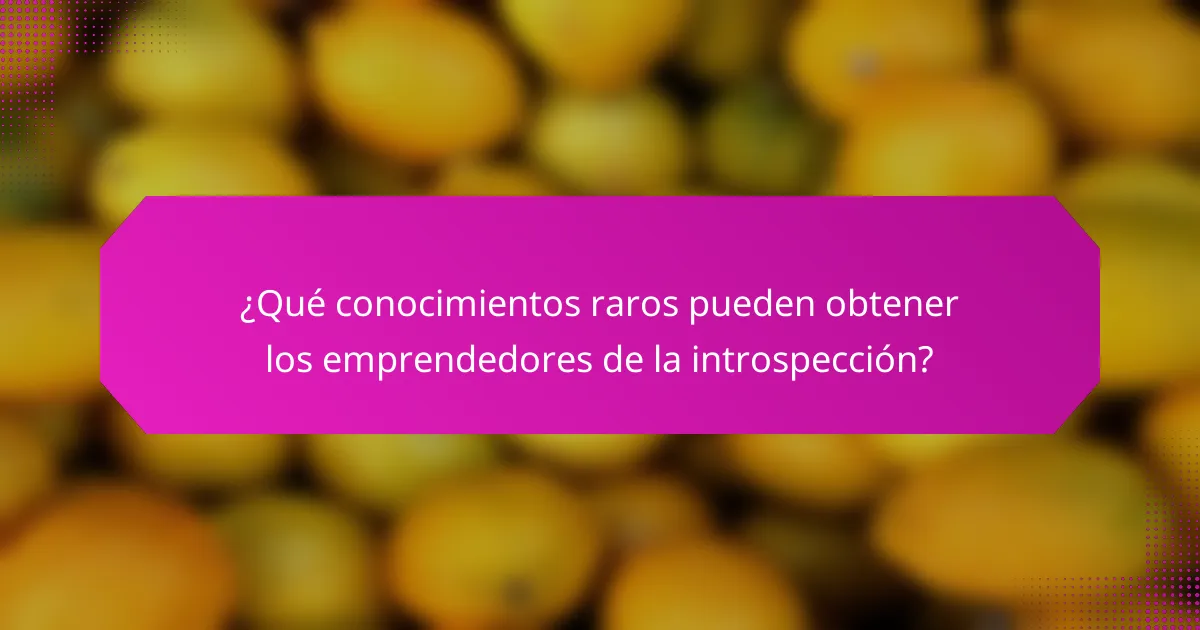 ¿Qué conocimientos raros pueden obtener los emprendedores de la introspección?