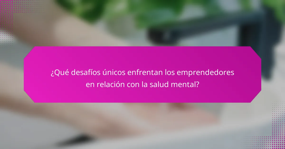 ¿Qué desafíos únicos enfrentan los emprendedores en relación con la salud mental?