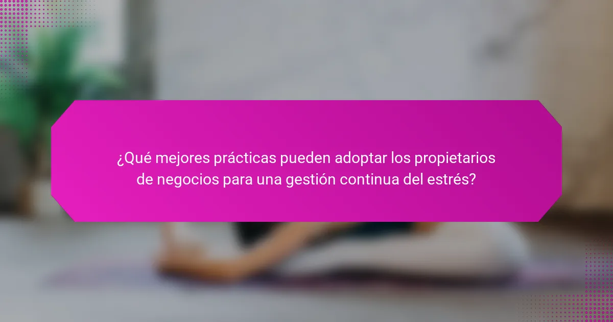 ¿Qué mejores prácticas pueden adoptar los propietarios de negocios para una gestión continua del estrés?