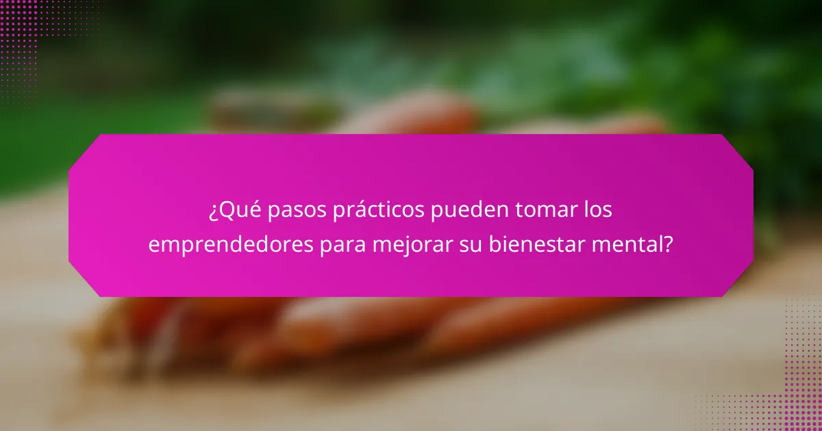 ¿Qué pasos prácticos pueden tomar los emprendedores para mejorar su bienestar mental?