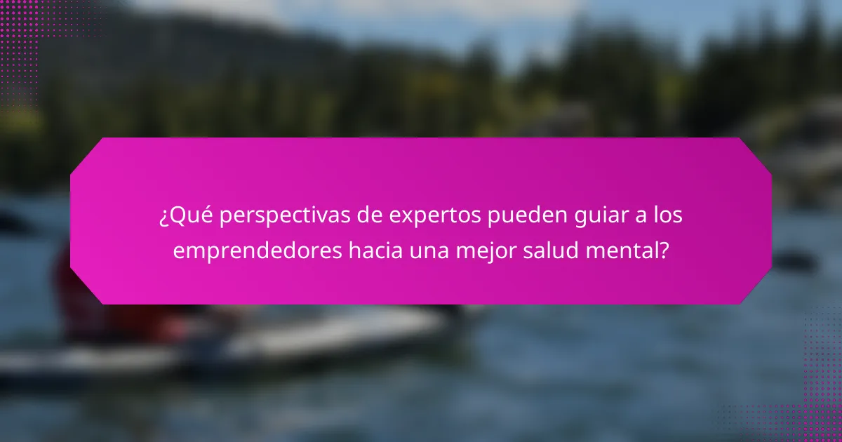 ¿Qué perspectivas de expertos pueden guiar a los emprendedores hacia una mejor salud mental?