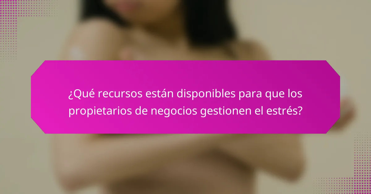 ¿Qué recursos están disponibles para que los propietarios de negocios gestionen el estrés?